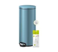 EKO Pedal Rubbish Bin Eva – Removable Inner Bucket, Soft-Close Lid – Titanium Blue, 30 L