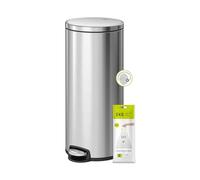 EKO Eva Pedal Kitchen Bin 30 Litres, Waste Bin with Removable Inner Bucket, Soft Close Lid, Stainless Steel