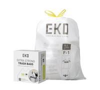 EKO Extra Long Trash Bags with Drawstring, 30 Litre Bin Bags, 100 Bags, Extra Strong, Quick Access Box, Perfect Fit for Recycling Bins, Leak-Proof, White, Size F-1