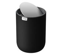 EKO Fandy 0.58 Gal/2.2L Mini Trash Can with Lid, Swing-Top Desktop Trash Can for Bathroom, Countertop, Vanity, Desk or Office, Small Garbage Bin (Black)