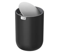 EKO Fandy 0.58 Gal/2.2L Mini Trash Can with Lid, Swing-Top Desktop Trash Can for Bathroom, Countertop, Vanity, Desk or Office, Small Garbage Bin (Black)