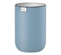 EKO Fandy Table Bin, 1.5L Mini Desk Rubbish Bin with Swing-Top Lid, 1.5 Litre Small Table Round Wastebasket for Office, Home, Bathroom, Bedroom, Carr (Blue)