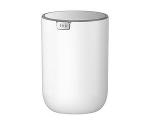EKO Fandy Table Bin, 1.5L Mini Desk Rubbish Bin with Swing-Top Lid, 1.5 Litre Small Table Round Wastebasket for Office, Home, Bathroom, Bedroom, Car (White)