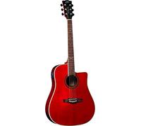 Eko GUITARS - NXT D100CE SEE THROUGH RED Acoustic Guitar Top in Spruce Top, Mahogany Back and Neck Straps, South American Roupanà Fingerboard, 648 mm Scale, Dreadnought Cutaway, Red