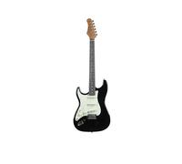 EKO Guitars ST-300 LH Left Hand Electric Guitar, Poplar Body, Maple Handle, Laurel Fingerboard, SSS Pickup, Tremolo Bridge, Vintage Strat Design, Black