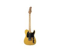 EKO GUITARS TL-401 Electric Guitar, Pawlonia Body, Maple Handle, Maple Fingerboard, 2 Single-Coil Pickups, Tele Bridge, 22 Frets, 650 mm Scale, Butterscotch Colour