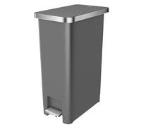 EKO Hana 45L Kitchen Pedal Bin, Step Rubbish Bin with Built-In Wheels for Kitchen & Household Use (Grey)