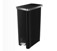 EKO Hana | Kitchen Trash Can 30L Black with Pedal and Soft Close | Modern and Compact Plastic Waste Bin for Tidy Kitchens