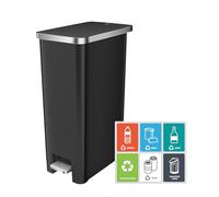 EKO Hana 30L Kitchen Pedal Bin, Rubbish Bin with Soft Close and Stay Close Lid, Perfect for Kitchen & Home, Black