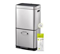 EKO Himalaya 35L + 25L Recycling Bin, Dual Compartment Sensor Kitchen Bin for Recycling and Waste, Soft-Close Lid, Stainless Steel
