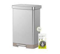 EKO Hudson Pedal Bin 50 Litre, Built-in Bag Holder and Carbon Filter, Fingerprint-Resistant, Perfect for Kitchen & Home, Stainless Steel