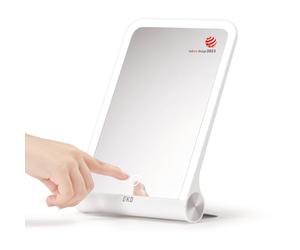 EKO iMira Foldable LED Mirror,Ultra Clear, Portable,Rechargeable Vanity Mirror with Adjustable Brightness,H26cm x W18cm x D4cm,White