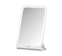 EKO iMira Foldable LED Mirror,Ultra Clear, Portable,Rechargeable Vanity Mirror with Adjustable Brightness,H26cm x W18cm x D4cm,White