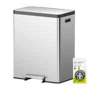 EKO Kitchen Bin, 2 Compartment Recycling Bin, Stainless Steel, 36L+24L | Recycling Compartments, Removable Buckets, Soft-Close Lids, Pedal & Fingerprint-Resistant for Waste & Recycling, Home Kitchen