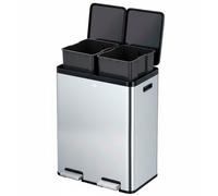 EKO | Kitchen Recycling Bin 30L+30L with Double Pedal | Anti-Fingerprint Stainless Steel Waste Bin with Elegant Resin Lid | Separate Recycling and Trash Bins | Compact Design