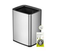 EKO Laguna 2.6 Gallon/10L Open Top Trash Can - Modern Matte Stainless Steel Waste Bin with Removable Inner Basket for Bathroom, Bedroom, and Office Use