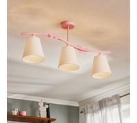 Eko-Light Alice ceiling light, pink, three white fabric shades