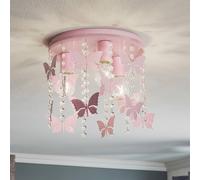 Eko-Light Angelica ceiling light in pink with butterflies