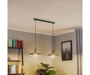 Eko-Light Felix hanging light, green/gold, 2-bulb