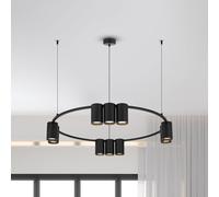 Eko-Light Genesis pendant light, aluminium, black, 10 x GU10, Ø 60 cm