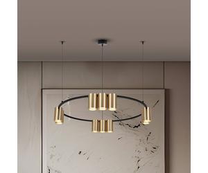 Eko-Light Genesis pendant light, aluminium, black/gold, 10 x GU10, Ø 60 cm