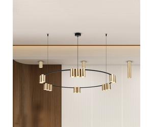 Eko-Light Genesis pendant light, aluminium, black/gold, 15 x GU10, Ø 100 cm