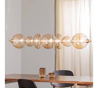 Eko-Light LED hanging light Daphne, amber-transparent glass, length 118 cm
