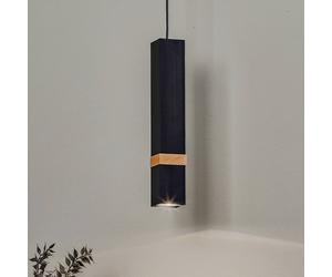 Eko-Light Vidar hanging light, black with wooden detail, 1-bulb