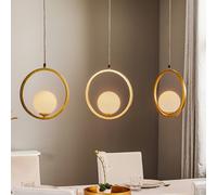 Eko-Light Vienna pendant light, opal glass, brass, 3-bulb
