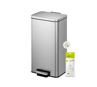 EKO Madison 30L Kitchen Pedal Bin, Soft Close & Stay-Open Lid, Removable Inner Bucket, Fingerprint-Resistant Matt Stainless Steel Rubbish Bin