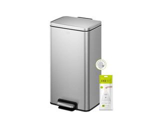 EKO Madison 30L Kitchen Pedal Bin, Soft Close & Stay-Open Lid, Removable Inner Bucket, Fingerprint-Resistant Matt Stainless Steel Rubbish Bin
