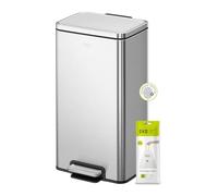 EKO Madison 30L Pedal Bin, Matte Stainless Steel with Fingerprint-Resistant Finish, Removable Inner Liner Pedal Rubbish Bin for Kitchen & Household Use