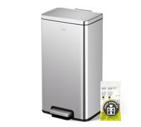 EKO Madison Kitchen Trash Can 30L with Pedal and Soft Close | Stainless Steel Anti-fingerprint Waste Bin | Compact and Robust Design | Includes Bags | Ideal for Modern Kitchens