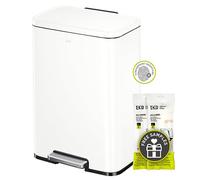 EKO Madison Matte White 13.2 Gallon (50L) Step Kitchen Trash Can w/Inner Liner