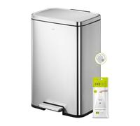 EKO Madison Recycling Bin 20+25 Litre, Built-in Handle, Two Removable Inner Buckets and Pedal Mechanism, Fingerprint-Resistant, Perfect for Kitchen & Home, Stainless Steel