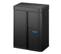 EKO Mirage Plus 3 Compartment Trash Can, 2 x 15L and 30L Recycling Bin with Sensor, 3 Inner Plastic Buckets, Automatic Trash Can with Lid, Large Kitchen Bin 60