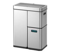 EKO Mirage Plus 60L rubbish bin with 3 compartments- 2x15L+30L,large stainless steel sensor kitchen bin recycling and waste,automatic trash can with Lid and 3 plastic inner buckets