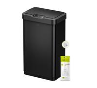EKO Mirage-T 50 Liter / 13.2 Gallon Touchless Rectangular Motion Sensor Trash Can, Brushed Stainless Steel Finish (Matte Black)