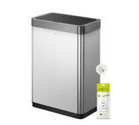 EKO Mirage X 40L Automatic Sensor Kitchen Bin, Double Recycling Bin with 2 x 20L Compartments, Soft-Close Lid and Removable Buckets, Sleek Brushed Stainless Steel