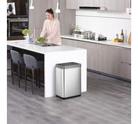 EKO Mirage X 40L Automatic Sensor Kitchen Bin, Double Recycling Bin with 2 x 20L Compartments, Soft-Close Lid and Removable Buckets, Sleek Brushed Stainless Steel