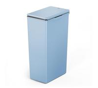 EKO Morandi 30L Kitchen Recycling Bin with Touch-Top Lid, Slim Plastic Rubbish Bin with Recycling Stickers and Easy-Clean Finish, Compact Design for Home or Office, Titanium Blue