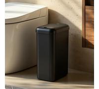 EKO Morandi Slim Automatic Bathroom Trash Can with Lid, 2.6 Gallon Touchless Garbage Can, Waterproof Motion Sensor Trash Bin for Bathroom, Office, Black