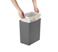 EKO Morandi 20L Kitchen Recycling Bin with Touch-Top Lid, Slim Plastic Rubbish Bin with Recycling Stickers and Easy-Clean Finish, Compact Design for Home or Office, Dark Grey