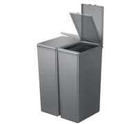 EKO Morandi Twin Pack (2 x 30L) Kitchen Bin with Touch-Top Lids, Plastic Double Bins with Recycling Stickers and Easy-Clean Finish, for Home or Office, Dark Grey