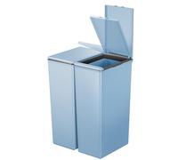 EKO Morandi Twin Pack (2 x 30L) Kitchen Bin with Touch-Top Lids, Plastic Double Bins with Recycling Stickers and Easy-Clean Finish, for Home or Office, Titanium Blue