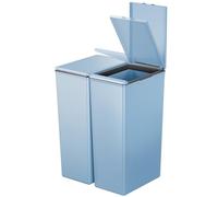 EKO Morandi Twin Pack (2 x 40L) Kitchen Bin with Touch-Top Lids, Plastic Double Bins with Recycling Stickers and Easy-Clean Finish, for Home or Office, Titanium Blue