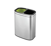 EKO Oli-Cube Open Top Recycling Bin 5+5 Litre, Modern Home Bathroom & Office Waste Bin, Stainless Steel