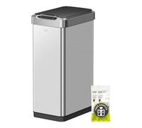 EKO Phantom-T 50 Liter / 13.2 Gallon Vertical Motion Sensor Trash Can, Brushed Stainless Steel Finish