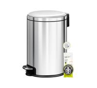 EKO Serene Step Bin, 3L Round Small Trash Can with Removable Inner Liner for Bedroom & Bathroom, Pedal Bin for Rubbish and Waste, Brushed Stainless Steel