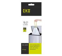 EKO Size D Bin Liners For Kitchen Bins - Extra Strong with Drawstring Tie Handles - 18-21 Litre Capacity - 20 Bags, White